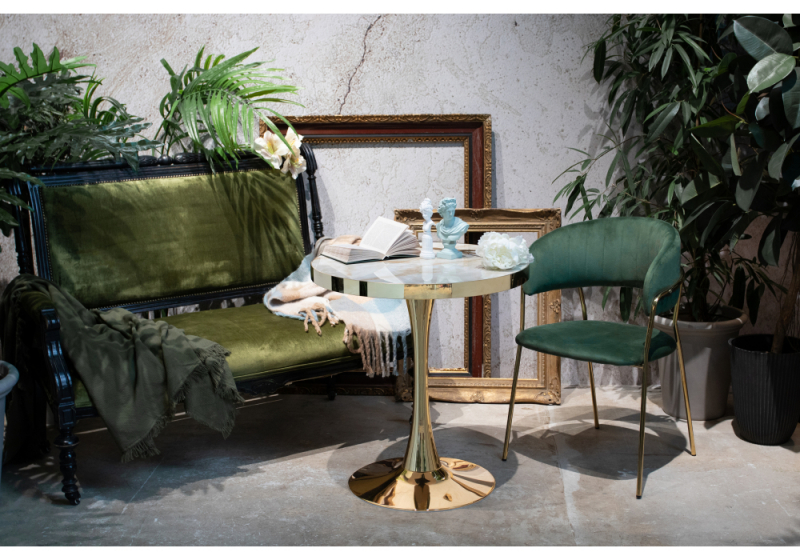 Стол деревянный Dorian 70x75 бежевый / золотой (70x75)